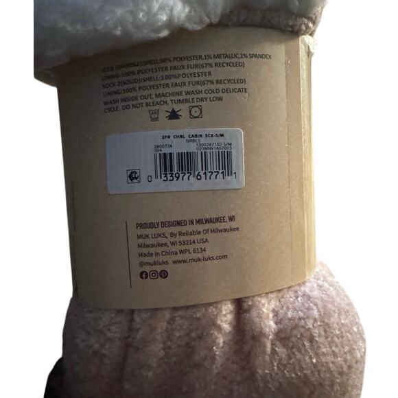 Muk Luks Fuzzy Chenille Plush Cabin Socks, 2 Pack, Size S / M, New with Tag - Picture 6 of 7